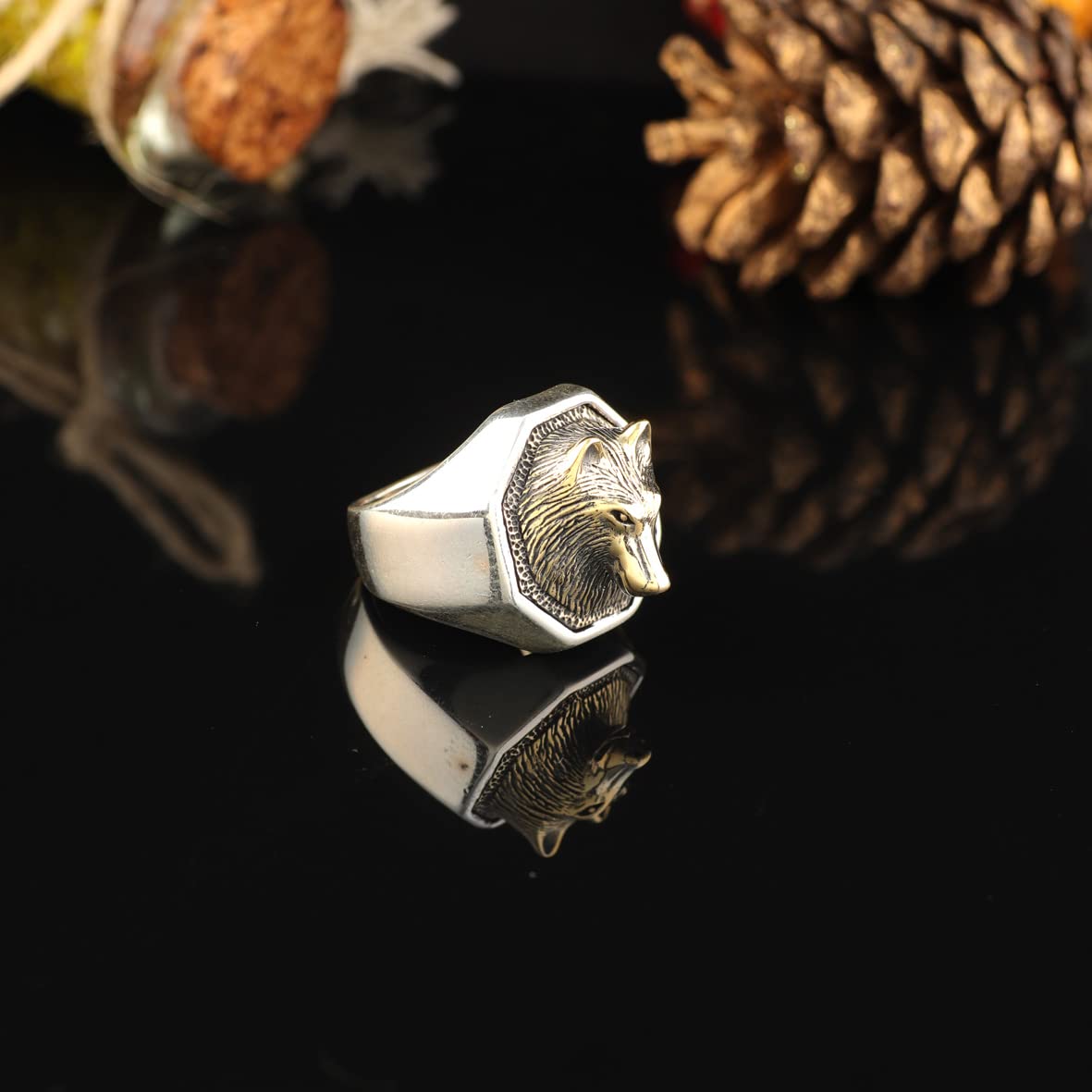 925K Sterling Silver Wolf Ring