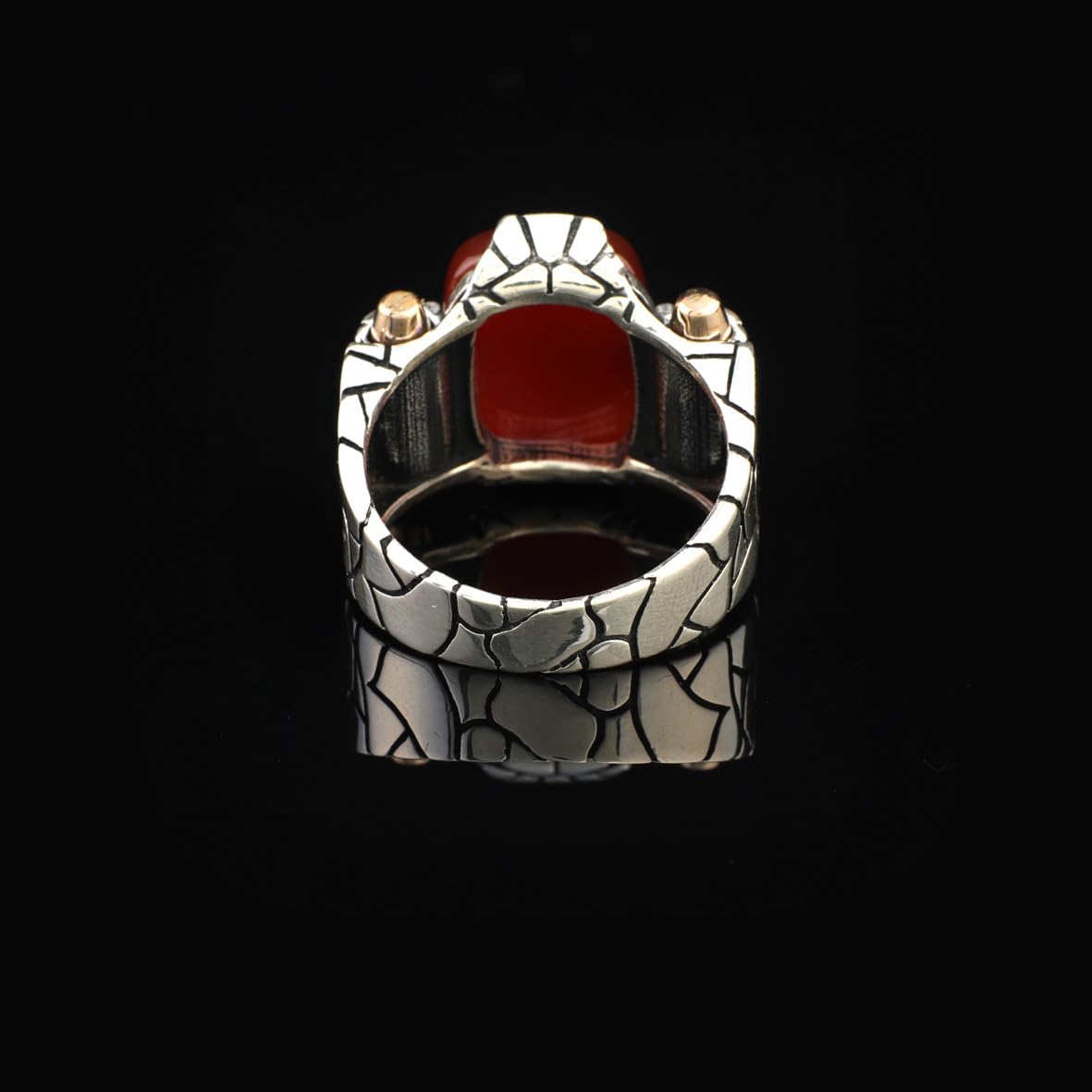 Handmade Vintage Carnelian Ring - Sterling Silver Pinky Ring for Men