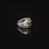 Vintage Garnet Ring for Men - Handmade Turkish 925 Sterling Silver Engagement Ring with Polished Gemstone and Silver Polishing Cloth Gift — image 4