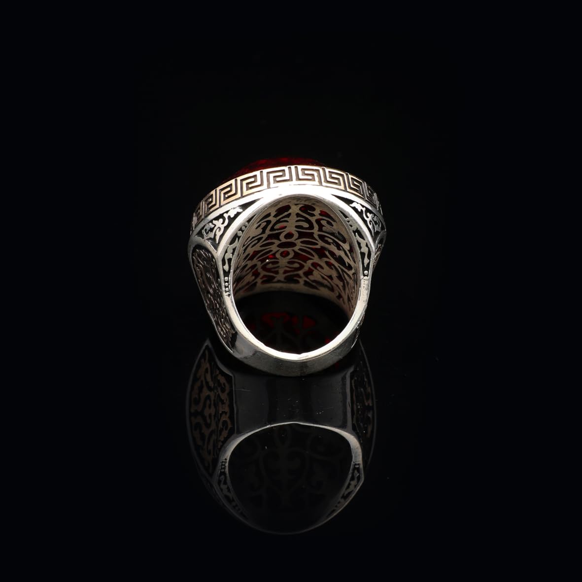 Vintage 925 Sterling Silver Garnet Ring for Men