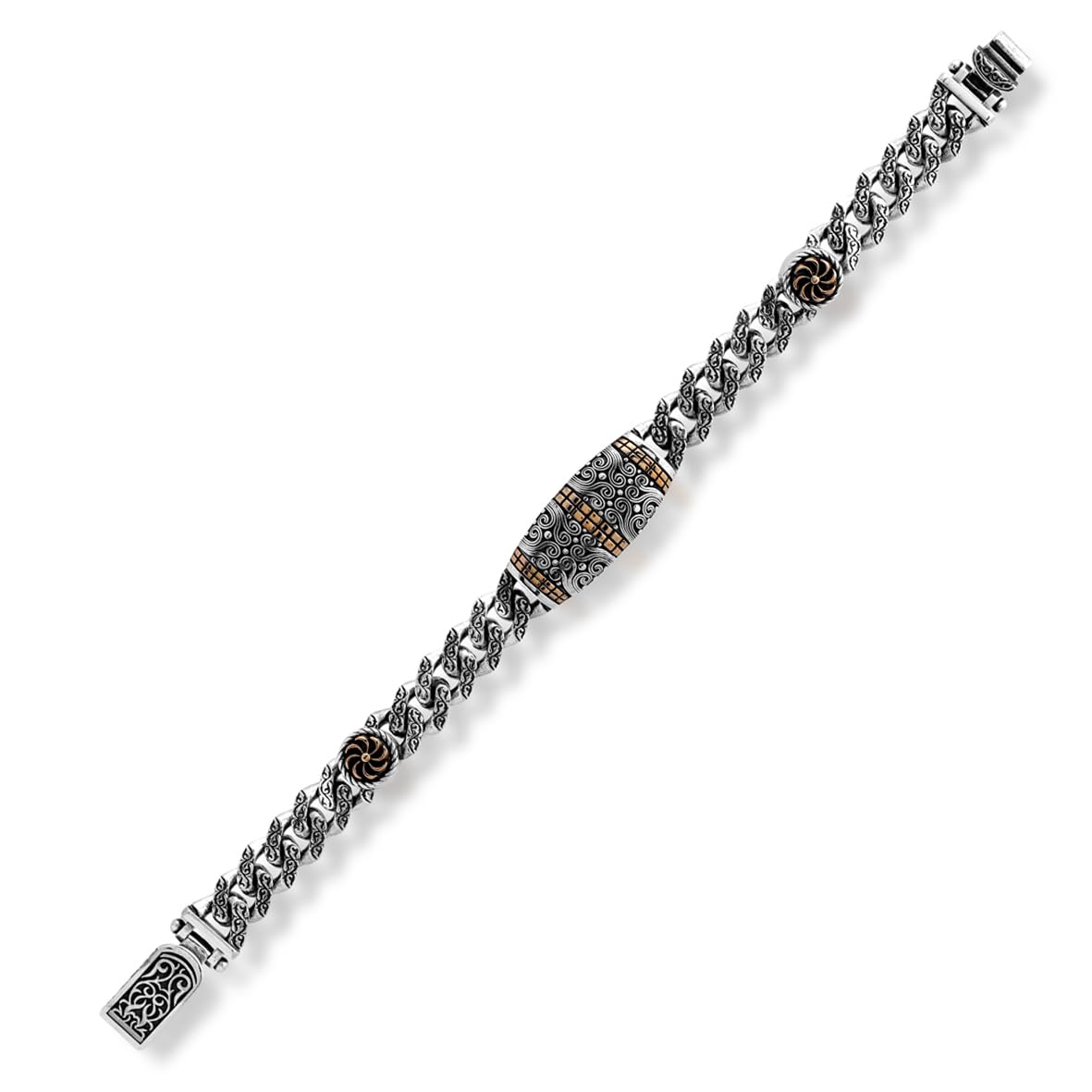 Made to Order Personalized Gothic Vintage Pattern 925 Sterling Silver Chain Bracelet for Men - Hand-Engraved Handmade Bracelet with Silver Polishing Cloth Gift