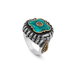 Handmade Malachite and Ruby Knife Ring with Micro Stone Jewelery- Vintage 925 Sterling Silver Rings for Men - Includes Silver Polishing Cloth Gift — image 1