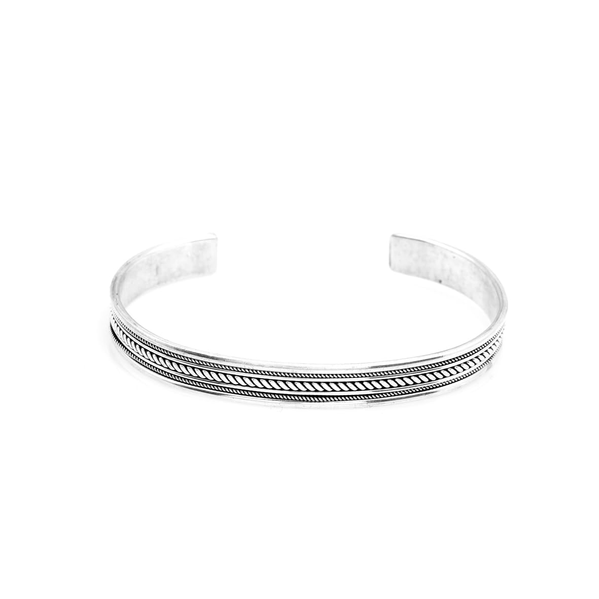 Hand-Engraved Thick Silver Band Bracelet for Men – Handmade Sterling Silver Cuff