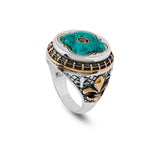 Vintage Malachite Ring with Micro Ruby Stone - Handmade 925 Sterling Silver Mens Ring with Gemstone - Includes Silver Polishing Cloth Gift — image 1