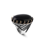 Men's Black Onyx Ring - Chunky Sterling Silver Engagement Ring with Ottoman Design — image 1
