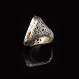 White Turquoise Men’s Ring with Large Oval Stone – Vintage 925 Sterling Silver Ring — image 5