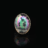 Mystical Topaz Oval Gemstone Ring - Large Handmade 925 Sterling Silver Ottoman Style Vintage Men's Ring with Silver Polishing Cloth Gift — image 3