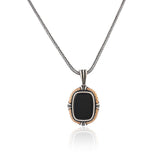 Black Onyx Gemstone Necklace - Sterling Silver Men’s Gothic Biker Pendant Chain with Silver Cleaning Cloth Gift — image 1