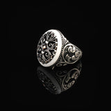 Handmade Mother of Pearl Pinky Ring - Vintage Ottoman Style Sterling Silver Engagement Ring for Men with Custom Engraving & Gift Silver Polishing Cloth — image 5