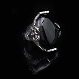 Handmade Large Black Onyx Ax Ring - 925 Sterling Silver Men's Gemstone Jewelry with Silver Polishing Cloth Gift — image 4