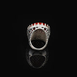 Handmade Carnelian Ring with Oval Stone - Large Gemstone Ring for Men Vintage Ottoman Style - 925 Sterling Silver Rings — image 6