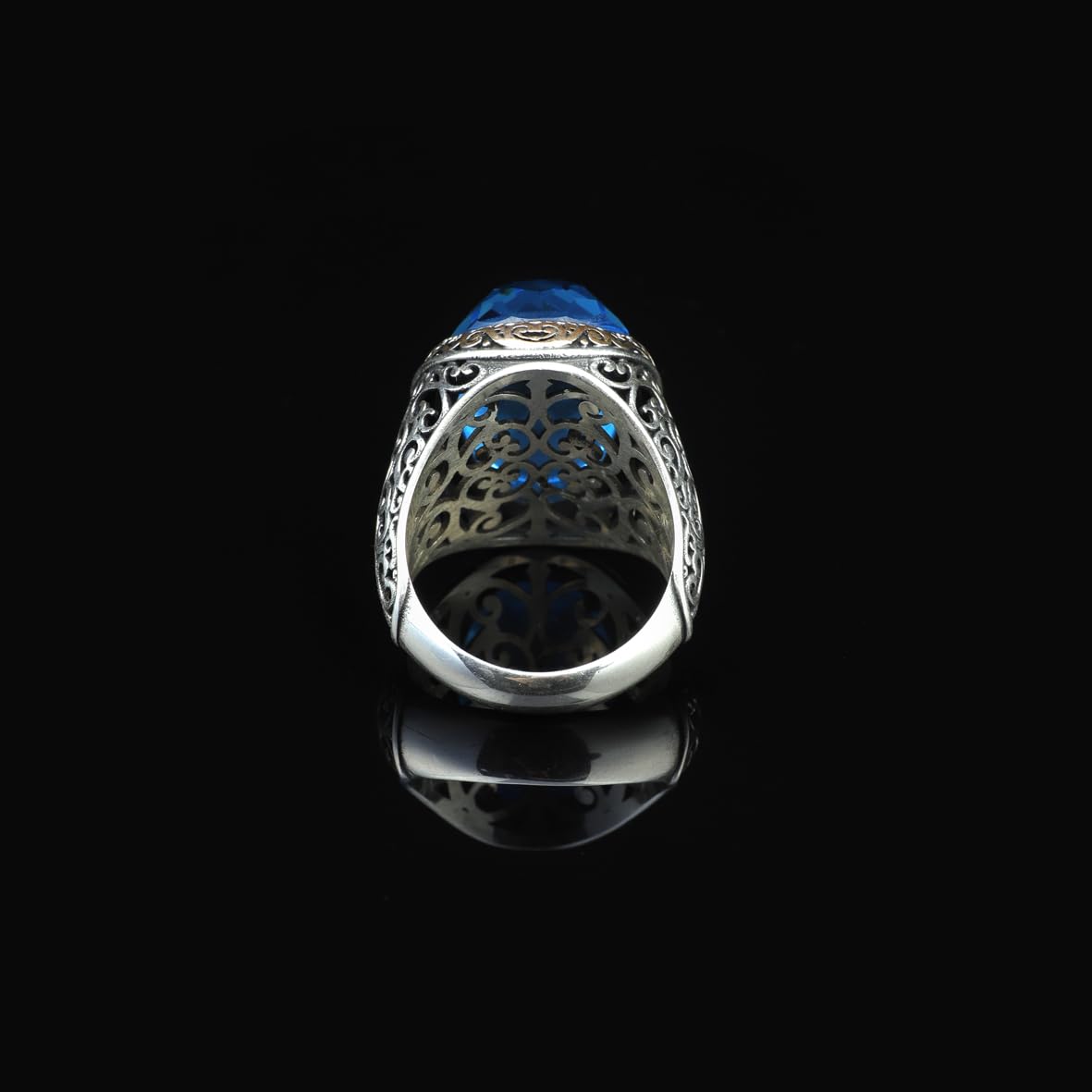 Vintage Handmade 925 Sterling Silver Men's Aquamarine Ring - 925 Sterling Silver Rings for Men - Handcrafted Ring for Men