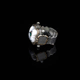 Genuine White Turquoise & Emerald Men's Ring — image 4
