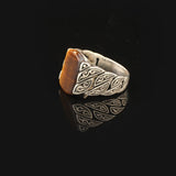 Tiger Eye Ring Ottoman Vintage Ring Sterling Silver Ring Pinky Ring Silver Signet Ring Gemstone Ring Ottoman Statement Ring Vintage Ring Gift for Him — image 5