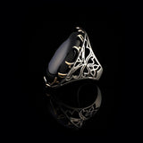 Men's Handmade Black Onyx Ring – Chunky Sterling Silver Vintage Engagement Ring with Ottoman Design — image 5