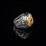 Vintage Handmade Squeeze Amber Ring with Micro Onyx Stone - Men's 925 Sterling Silver Gemstone Jewelry Gift Set with Silver Polishing Cloth — image 3