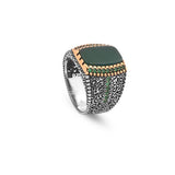 Jade Ring Signet Ring Pinky Ring Ottoman Vintage 925 Sterling Silver Promise Engagement Gemstone Ring Gift for Husband — image 1
