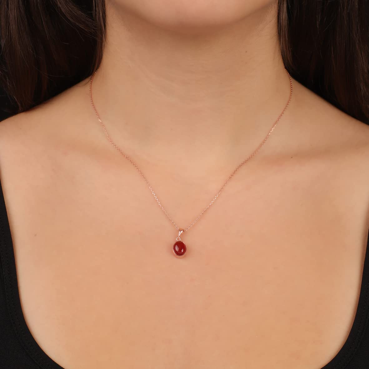 Sterling Silver Carnelian Necklace for Women - 925 Sterling Silver Necklace for Women - Gift for Her