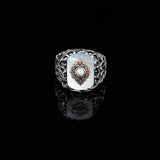 Handmade Mother of Pearl Ring in Ottoman Style - 925 Sterling Silver Men's Gemstone Jewelry — image 2