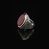 Carnelian Signet Ring for Men – Vintage Handmade Gemstone Sterling Silver Ring with Custom Engraving – Engagement Ring with Gift Silver Polishing Cloth — image 5