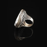 White Turquoise Oval Stone Ring for Men - Large Vintage 925 Sterling Silver Handmade Engagement Ring - Polished with Custom Engraving - Includes Silver Polishing Cloth Gift — image 5