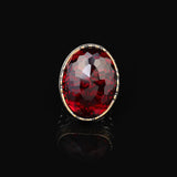 Garnet Ring Oval Stone - Handmade Vintage Ottoman Large Gemstone Ring Men - 925 Sterling Silver Men's Ring with Silver Polishing Cloth Gift — image 3