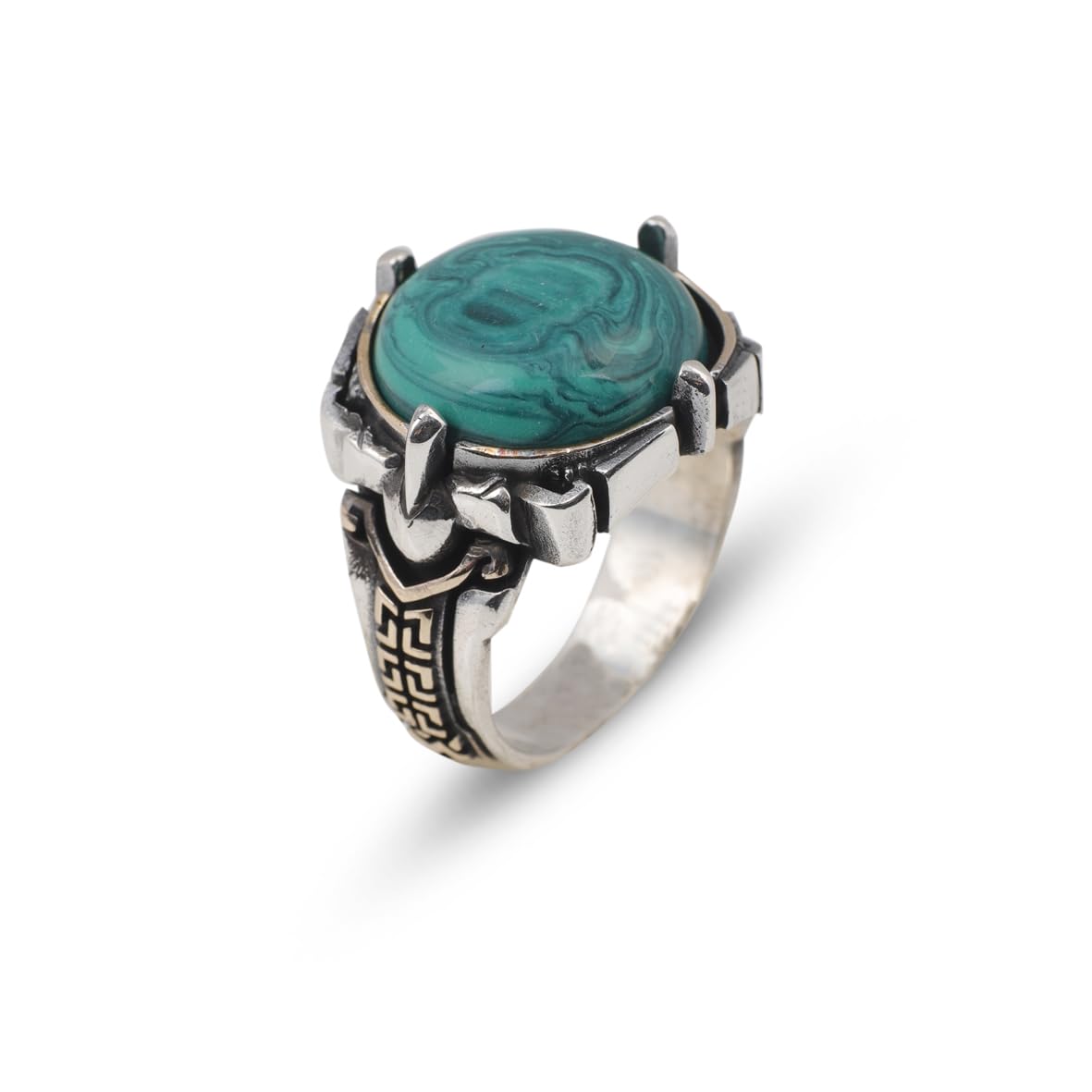 925 Sterling Silver Rings for Men - Malachite Men's Ring