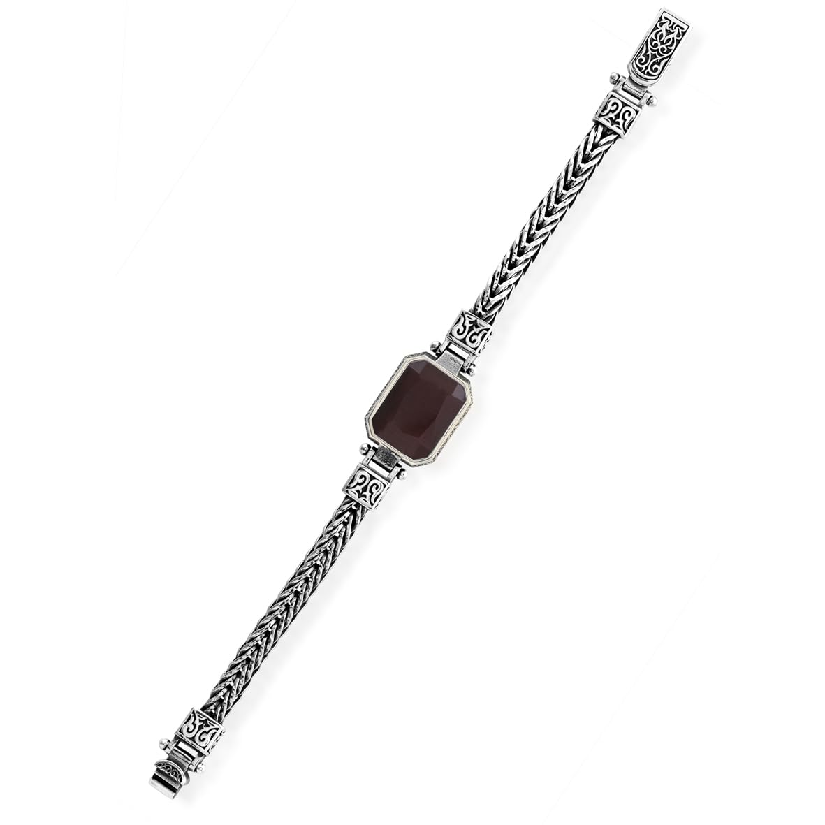Handmade Garnet Bracelet for Men – Gothic Vintage Chain Bracelet in Sterling Silver – Made to Order