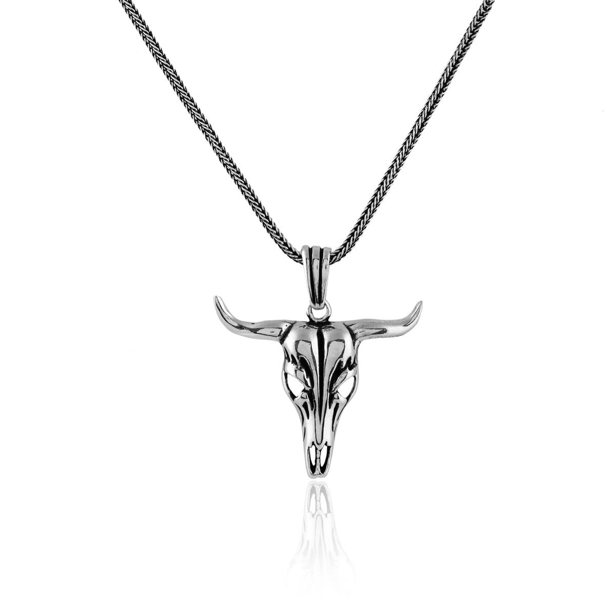 Sterling Silver Goat Necklace - Devil Pendant for Men with Gothic Biker Silver Necklace & Cleaning Cloth Gift - Men’s Goat Pendant Necklace