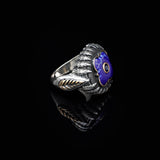 Lapis Lazuli and Black Onyx Knife Ring - Vintage Handmade 925 Sterling Silver Men's Ring with Micro Stone Accents and Silver Polishing Cloth Gift — image 3