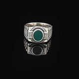 Handmade Jade Gemstone Watch Band Engagement Ring for Men Vintage 925 Sterling Silver — image 3