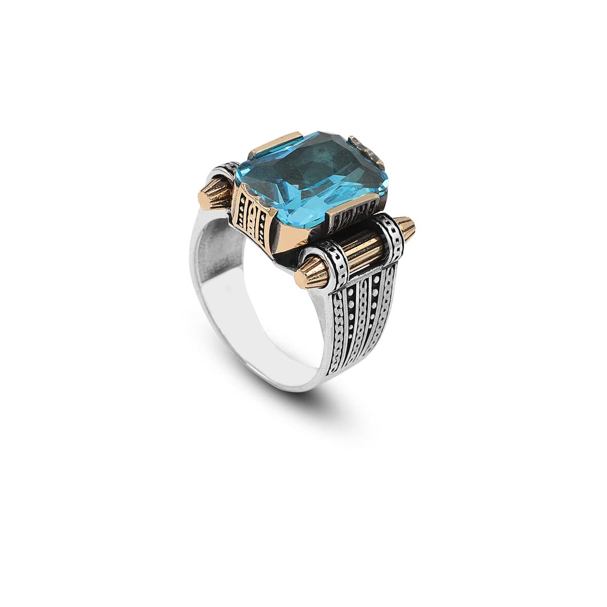 Man Silver Aquamarine Stone Ring