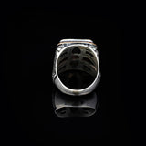 Genuine Turquoise Mens Ring with White Turquoise and Micro Stone — image 5