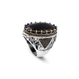 Black Onyx Ring - Chunky Silver Gemstone Engagement Ring for Men — image 1