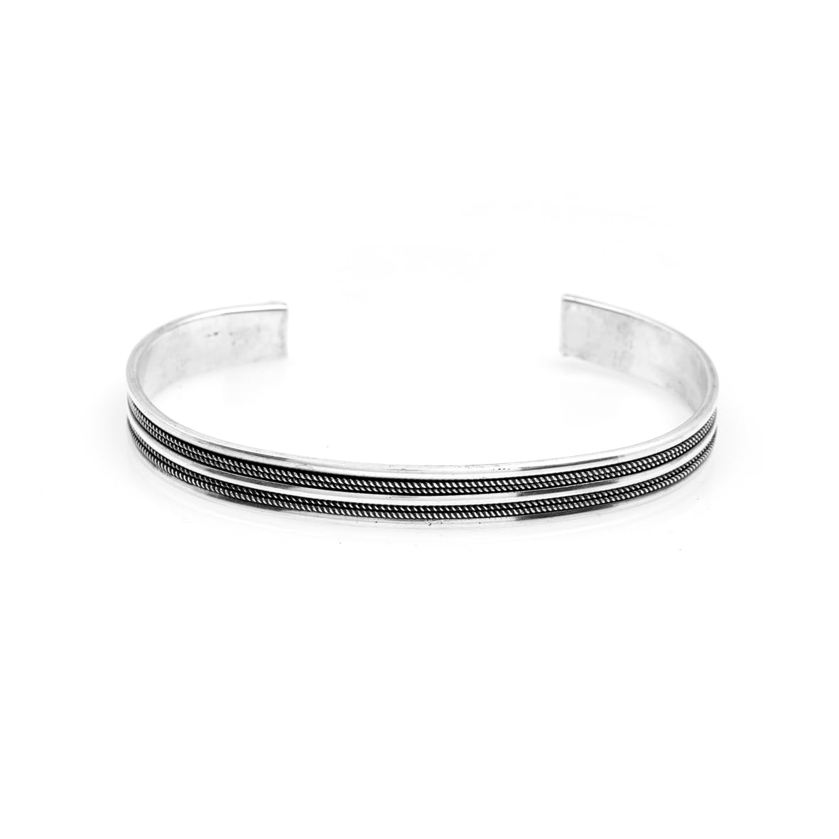 Hand-Engraved Thick Silver Band Bracelet for Men – Handmade Sterling Silver Cuff
