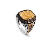 Handmade Lion Custom Signet Ring for Men - Micro Onyx Gemstone — image 1