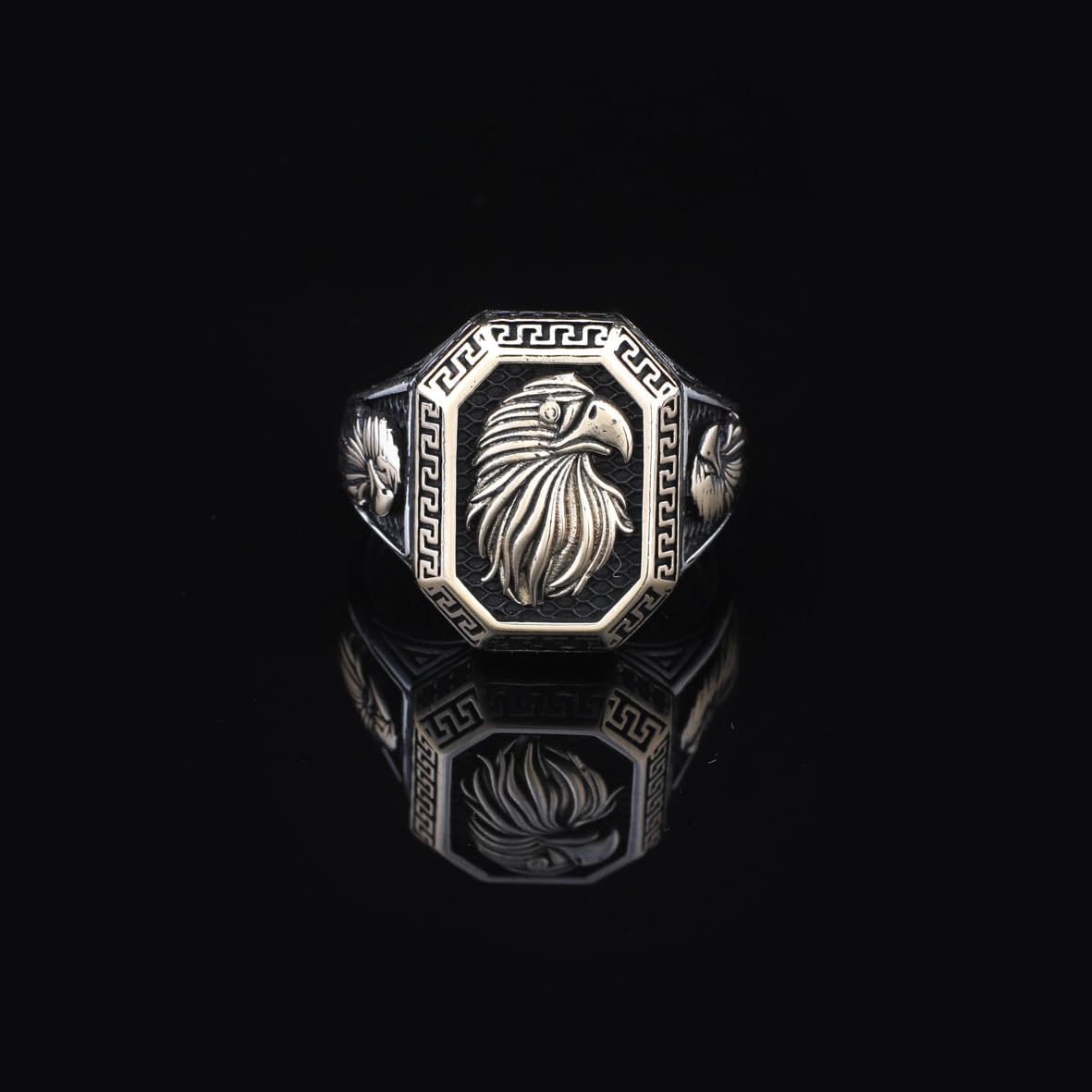 Handmade Eagle Custom Signet Ring - 925 Sterling Silver Men's Jewelry with Animal Design and Silver Polishing Cloth Gift