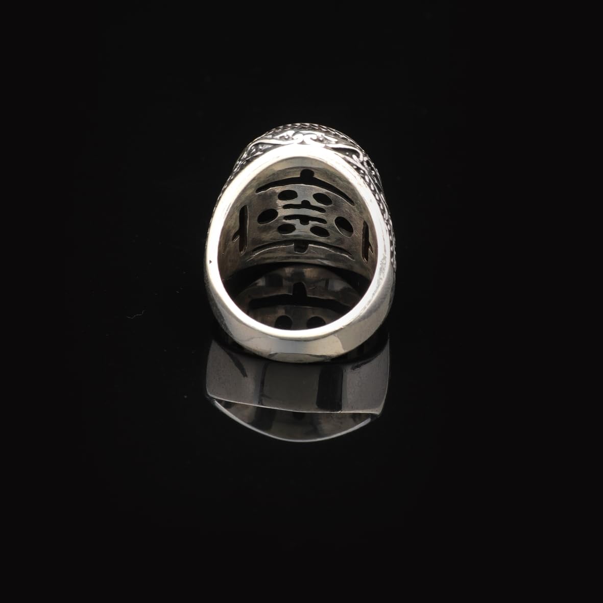 Vintage Shield Cross Signet Ring for Men - 925 Sterling Silver Christian Statement Ring - Polished Handmade Engagement Ring with Custom Engraving