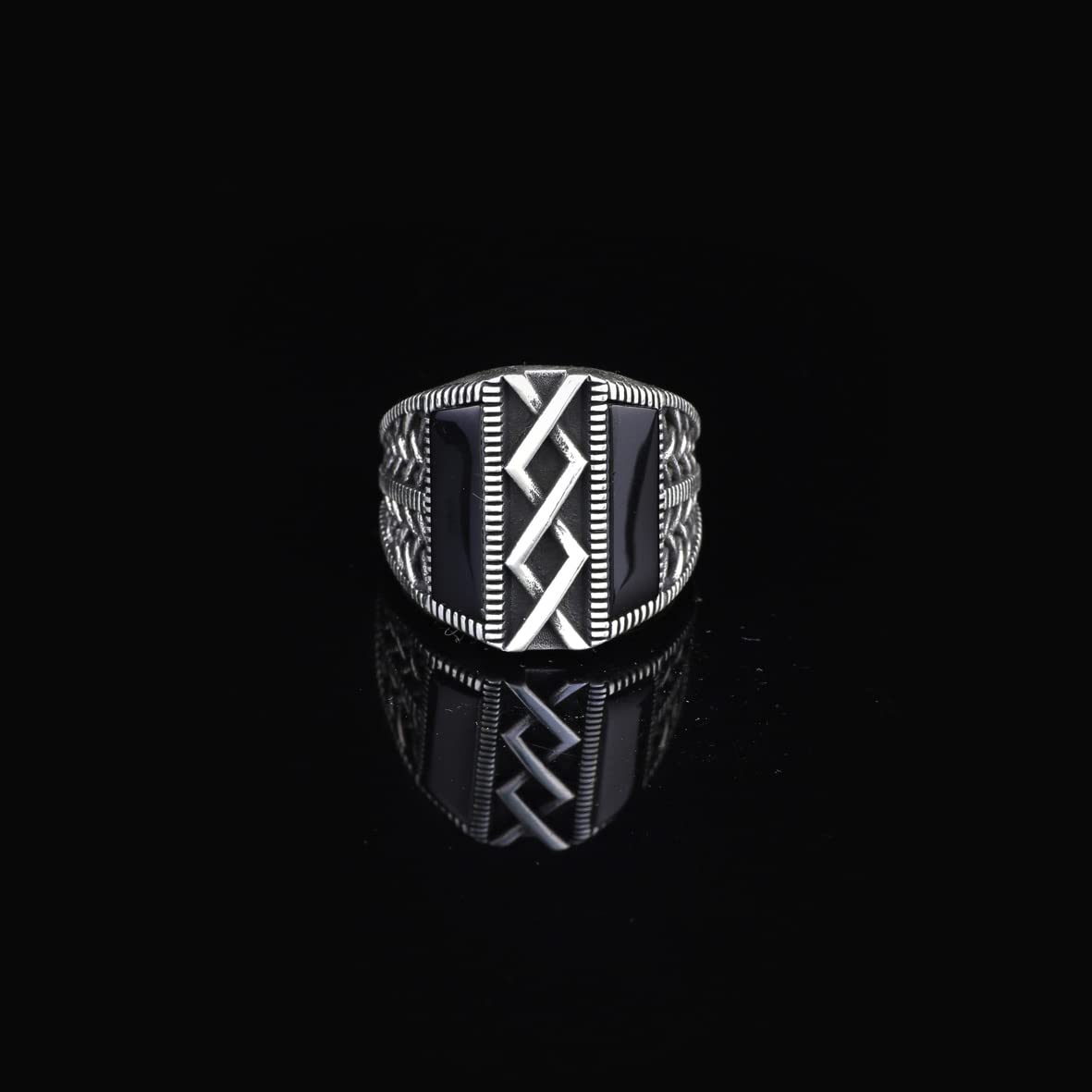 925K Sterling Silver Onyx Stone Ring