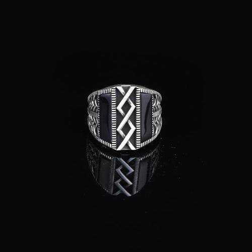 925K Sterling Silver Onyx Stone Ring