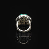 Vintage Malachite Oval Stone Ring for Men - Large 925 Sterling Silver Turkish Handmade Polished Engagement Ring with Silver Polishing Cloth Gift — image 6