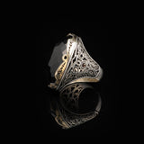 Black Onyx Ring with Large Oval Stone – Vintage Men’s Ring in Polished 925 Sterling Silver — image 5