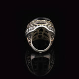 Iris Flower Model Black Onyx Ring - Chunky Silver Ring - Handmade Sterling Silver Engagement Ring for Men - Vintage Ottoman Gemstone Design with Custom Engraving — image 6