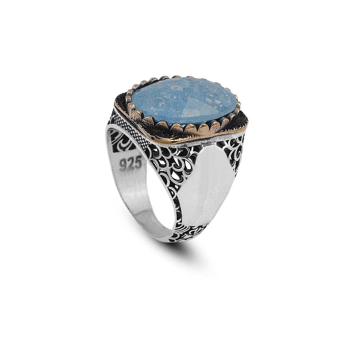 Vintage Handmade 925 Sterling Silver Men's Gemstone Ring - 925 Sterling Silver Rings for Men - Handcrafted Ring for Men
