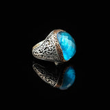Vintage Handmade 925 Sterling Silver Men's Aquamarine Ring - 925 Sterling Silver Rings for Men - Handcrafted Ring for Men — image 4
