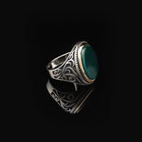 Vintage Jade Gemstone Signet Ring for Men - Handmade Sterling Silver Engagement Ring with Custom Engraving - Gift Silver Polishing Cloth — image 4