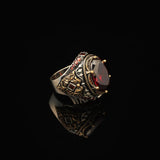 Handmade Garnet Ring Ottoman Style – Large Statement Vintage Gemstone Ring — image 3