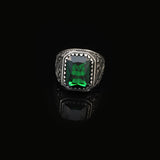 Handmade Emerald Gemstone Engagement Ring for Men Vintage 925 Sterling Silver — image 3