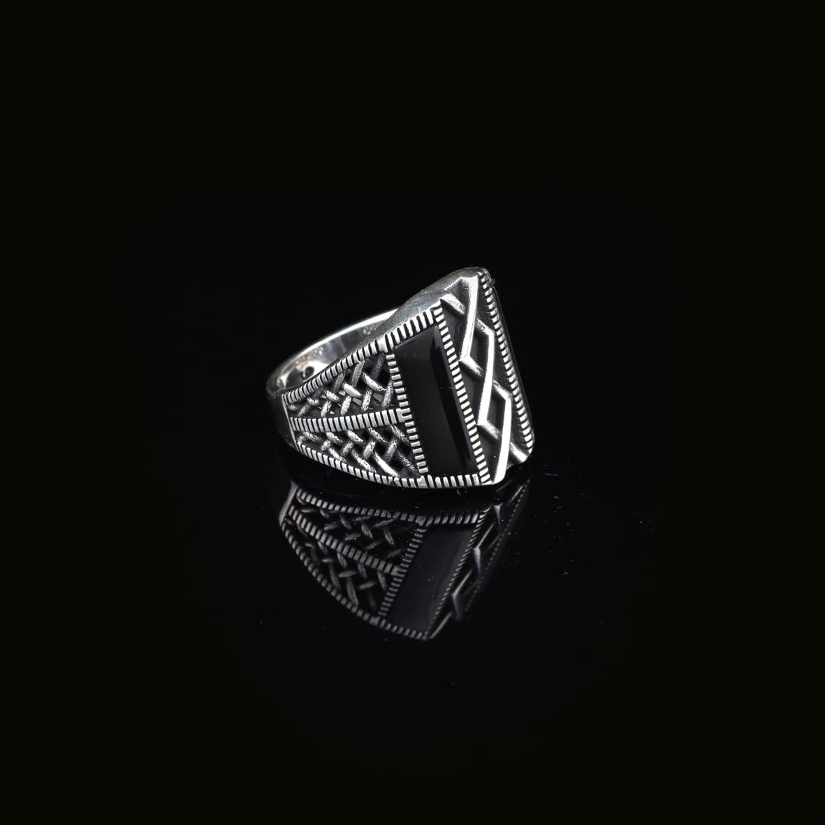 925K Sterling Silver Onyx Stone Ring