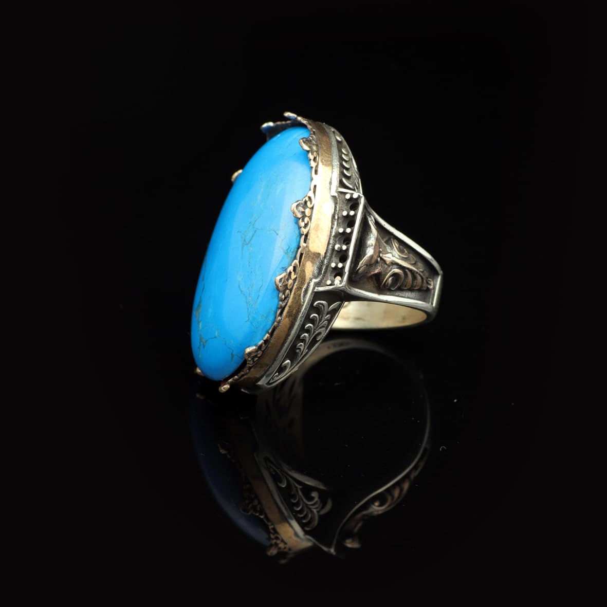 Turquoise Men's Ring with Oval Stone